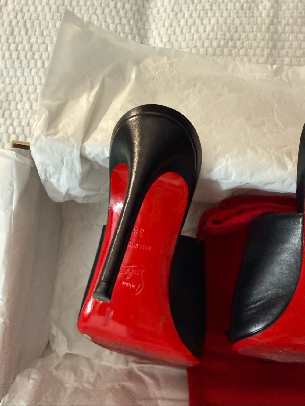 Christian Louboutin Black Leather Open-Toe Studded Mules - Picture 5 of 10